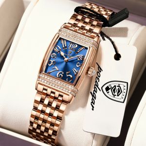 Poedagar Chính Hãng Đồng hồ nữ đính kim cương dây đeo bằng thép không gỉ 100% không thấm nước 799