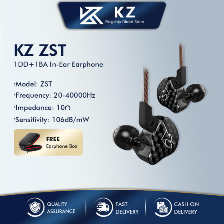 KZ ZST Hybrid Technology 1DD+1BA 3.5mm In Ear Monitors Noise Cancelling ...