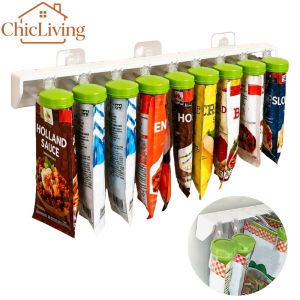 ChicLiving Wall Mounted Spice Bag Rack 10 Clips Punch Free Sealing Clip Holder Kitchen Seasoning Storage