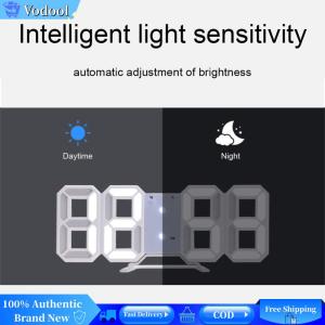 [Vodool Brand Center]3D LED Digital Wall Clock Desk Alarm Clock with Date Day and Temperature 8.4 Inch Hanging Clock for Bedroom Living Room