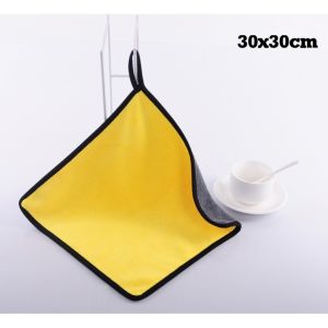 Khăn lau đa năng microfiber 2 mặt vàng - xám siêu thấm cực dày không đổ lông chuyên dụng cho Ô Tô.
