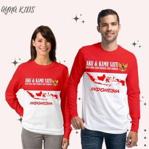 Kaos Raglan  Merah putih 17 Agustus Lengan Panjang Kaos Terkini Cowok cewek aynakids size s m l xl xxl 3xl 4xl 5xl warna merah putih