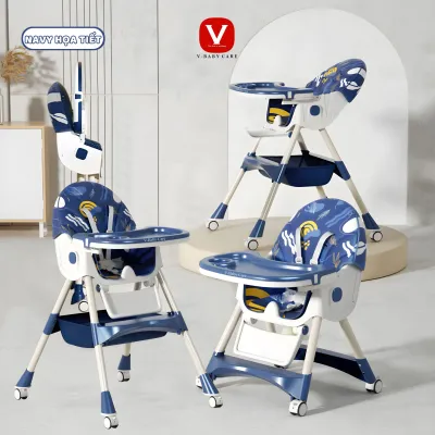 Ghế Ăn Dặm Cao Cấp Cho Bé V-BABY Gấp Gọn Ngả Tựa Lưng G02A & G02S
