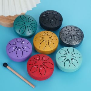 MESSUE 3 Inch Steel Tongue Drum Set 6-Tone Multicolour Ethereal Drum Percussion Instruments Portable Mini Hand Pan Drums Camping