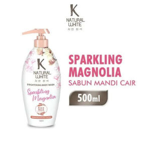 Brightening Body Wash & Soap Botol / Sabun Mandi Cair Perawatan Tubuh Natural K White Pump 500 Ml & Refill 400 Ml Varian Sparkling Magnolia White Cotton Flower Aloe Vera