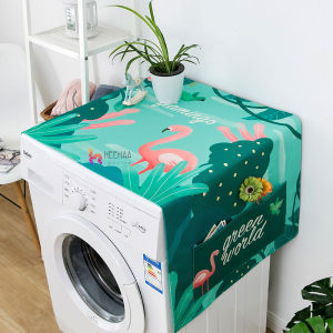 [SG Stock] Cotton Linen Fridge Washing Machine Microwave Dust Cover Top Protector Pockets
