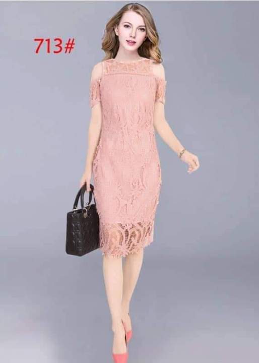 bakuna dress design new bakuna floral mini dress fashion casual women dresses V-Neck Babydoll Smock Dress Casual Korean Style Midi Dress Short Sleeve Yellow Pink Lace Dress - Lazada