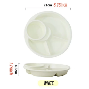 Breakfast Tray Divided Portable BBQ Picnic Tray 4 Compartments Partial Plate Divided Dinner Snack Tray Kids Portion Control Food Complementary Tray
