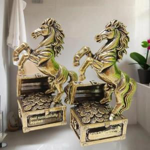 [Faster YG] 1Pcs Zodiac Horse Statue Ornament Gifts Brass Horse Feng Shui Horse Figurine Miniatures Crafts Office Home Decor Accessory