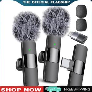 [TOPACE MALL]Wireless Lavalier Microphone Type-C Charging Video Record Microphone Noise Canceling for iPhone Computer Tablet Camera