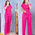 D&C Plain Basic Round Neck Top Continues Terno Pants Coords Set Trendy Women Casual. 