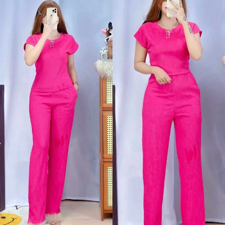 D&C%20Plain%20Basic%20Round%20Neck%20Top%20Continues%20Terno%20Pants%20Coords%20Set%20Trendy%20Women%20Casual%20-%20Image%207