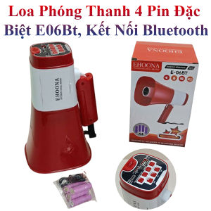Loa Phóng Thanh E06Bt Bluetooth Usb Tf Kèm 4 Pin Sạc Ghi Âm 60 Giây