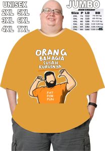 Apple Max Bb 150 Kg Kaos Jumbo Big Size Dewasa Orang Bahagia SUsah KUrusnya 2XL Sampai 7XL Pria Dan Wanita Bahan Semi Katun Combed 24s