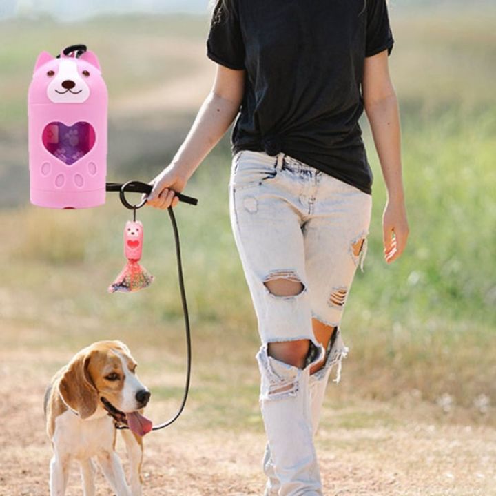 ANQIAN Dog Pattern Dog Waste Bag Holder Plastic Colorful Dog Poop Bag Dispenser Waste Bag