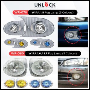 UNLOCK🔓 Pentair Proton Wira / Satria / Putra 1.5 / 1.6 / 1.7 Front Bumper Car OEM Fog Lamp Spot Light WR-078 WR-080 White / Blue / Yellow Lampu Kabus Kereta Bumper Depan Automobile Automotive Car Accessories Aksesori Kereta