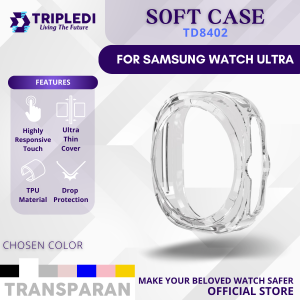 TRIPLEDI Soft TPU Case For Samsung Galaxy Watch Ultra 47mm Hollow Protective Cover Silicone TD8402 Shockproof Pelindung Layar