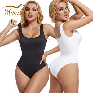 SHUNAICHI Summer Ribbed Bodysuits Shapewear Women Tummy Control Jumpsuit Shaper Square Neck Compress Tops Butter Lift Open Crotch Suits