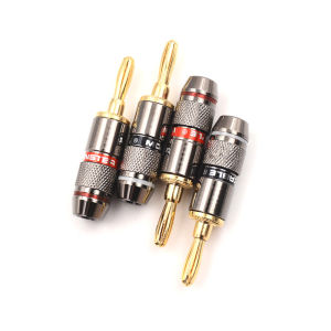 [ezrae Libun] 4pcs Plated BFA 4mm Banana Plug Male Speaker Connector Adapter
