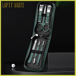 Lofty White 6 Pcs Portable Luxury Manicure Sets Pedicure Kits Bright Black Nail Clipper Set Personal Care Tools Eyebrow Scissors