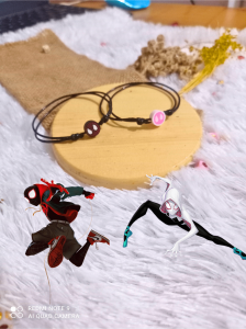 (Isi 2 Pcs) Gelang Couple Spidertmen Miles & Gwen Tali Korea 1 MM