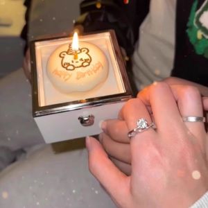 SELENAAL Ring Display Bear Flip Ring Box Valentine Storage Box Mini Cake Gift Boxes Cartoon Girlfriend Gift Birthday Gift Packaging Box for Lover