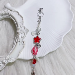 อินเทรนด์ห้าจุดดาวปลาสายชาร์จมือถือพวงกุญแจลูกปัดแฮนด์เมดสำหรับทุกเพศที่ใส่กุญแจอุปกรณ์เสริมสำหรับการเดินทางในแต่ละวัน