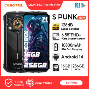 OUKITEL Doogee S Punk 16GB+256GB 10800mAh Mobiles 6.58" FHD+ IPS Screen 50MP+2MP 126dB 34mm Speaker IP68/IP69K LED Light NFC OTG Android Fingerprint Cellphone