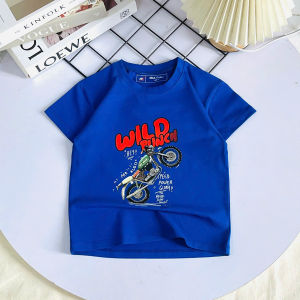 Áo thun bé trai cotton 100% co giản 4 chiều in hình mô tô Wild từ 11-38 kg