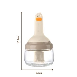 190ML Duck Silicone Oil Brush Glass Bottle | Airtight BBQ Baking Brush Honey Butter Botol Berus Minyak 硅胶油刷瓶一体