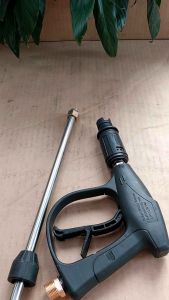Súng rửa xe áp lực cao ren ngoài 22mm + Ống nối inox 36cm (  Súng đen)