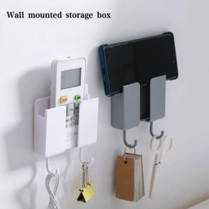 Multi-function Wall-Mounted Phone Charging Holder Bathroom Mobile Phone Charging Rack Remote Control Storage Box Wall Mounted Punch-free Storage Box
