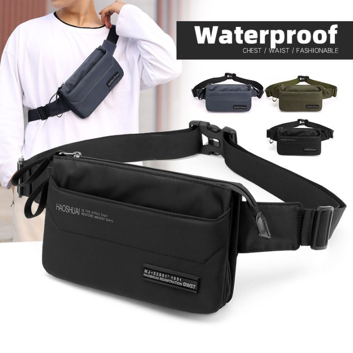 Men Nylon Waterproof Belt Bag Fashion Women Slim Sling Bag Fanny