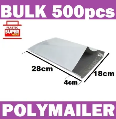 【BULK 500】【 18cm x 28cm】 Matte White Polymailer -Plastic Poly Courier Poly Mailer Mailing Self Adhesive Envelope Bags