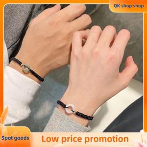 ✨QK shop✨ Lucky Couple Bracelet Peace Buckle Hand Weaving Bracelet Vintage Girlfriend Birthday Gift