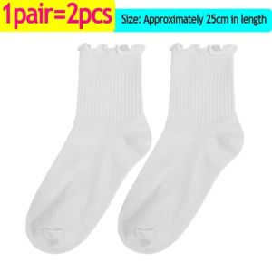 2Pairs Cotton Ruffles Ankle Socks Women Lolita Cute Kawaii Korean Stocking Girl Spring Black White Middle Tube Japanese Socks