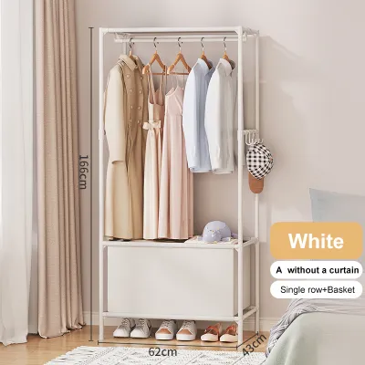 Dustproof Clothes Wardrobe with Curtain Clothes Rack Drying Rack for Clothes Indoor Multi-function Clothes Hanger