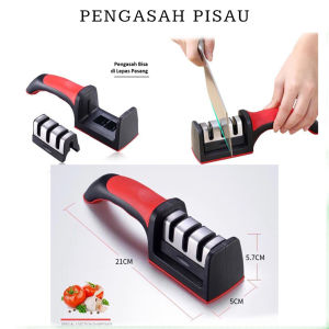 Pengasah Pisau dan Gunting 3in1 / Alat Asahan Pisau Gunting Penajam Peruncing Manual 3 Step / Alat Asah Pisau Gagang