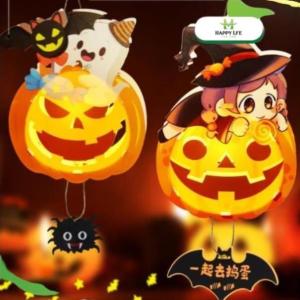 Lồng đèn Halloween lồng đèn bí ngô đèn lồng độc lạ lồng đèn có đèn phát sáng hình trái bí có tay cầm - Life Style 4U