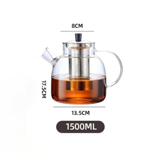 1500 ml glass teapot heat-resistant and cold-proof can be used as a water heater equipped with a detachable filter suitable for stoves safe and reliable.