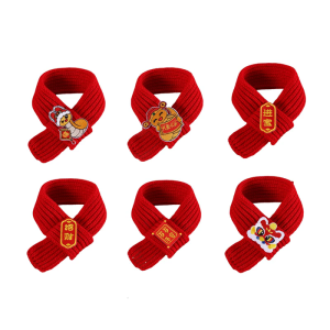 3PCS Pet Scarf For Dog Cats Chinese Snake Year Festival Theme Warm Knitted Collar Scarf For Cold Weather Pet Neckwear