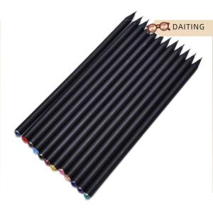 DAITING 2X Black Rod HB Pencil With Colorful School Painting Writing Pencil