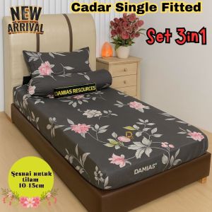 Cadar Fitted Aizhuo Getah Bujang Single Safiyya Collection Set 3 in 1 Cotton Ready
