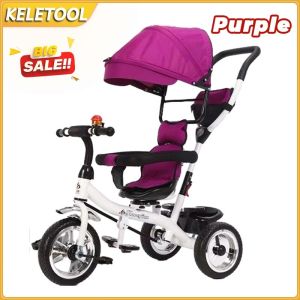 4-in-1 Foldable Trike Stroller for Babies Toddlers Adjustable Kids Tricycle with Removable Canopy Parent Push Handle Convertible Baby Bike