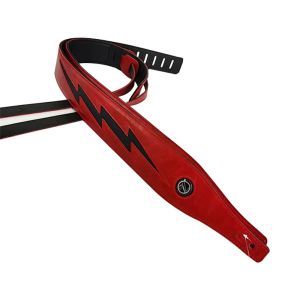 Red Black White PU Leather Guitar Strap Cool Lightning Comfortable Strap for Acoustic Electric Bass Adjustable Length2026