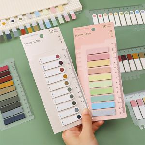 TSEVD ครั้ง N สี Morandi อุปกรณ์สำนักงาน สติ๊กเกอร์ดัชนี สมุดจดบันทึก กระดาษโน๊ตหลากสี หมายเหตุฉลาก แถบธง แผ่นบันทึก