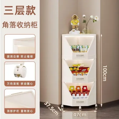 ATP Triangular Corner Storage Cabinet Space Saving Shelf for Living Room Gap Organization and Book Display - 3 Layers