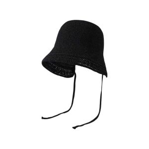 HULEQQI Breathable Vacation Beach Cap Big Brimmed Lightweight Folding Straw Hat Versatile Solid Color Woven Sun Cap Women