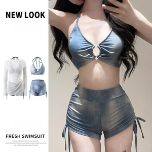【SINGABRALETTE】Gradient บิกินี่ชุดว่ายน้ําแยก 3 ชิ้นชุด Quick-Drying หน้าอกรวบรวมครีมกันแดดเสื้อชุดว่ายน้ําน้ําพุร้อน