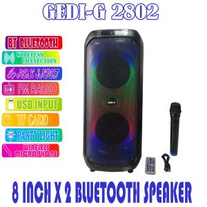 GEDI-G PORTABLE  G-2802 BLUETOOTH 8 INCH X 2 SPEAKER SYSTEM